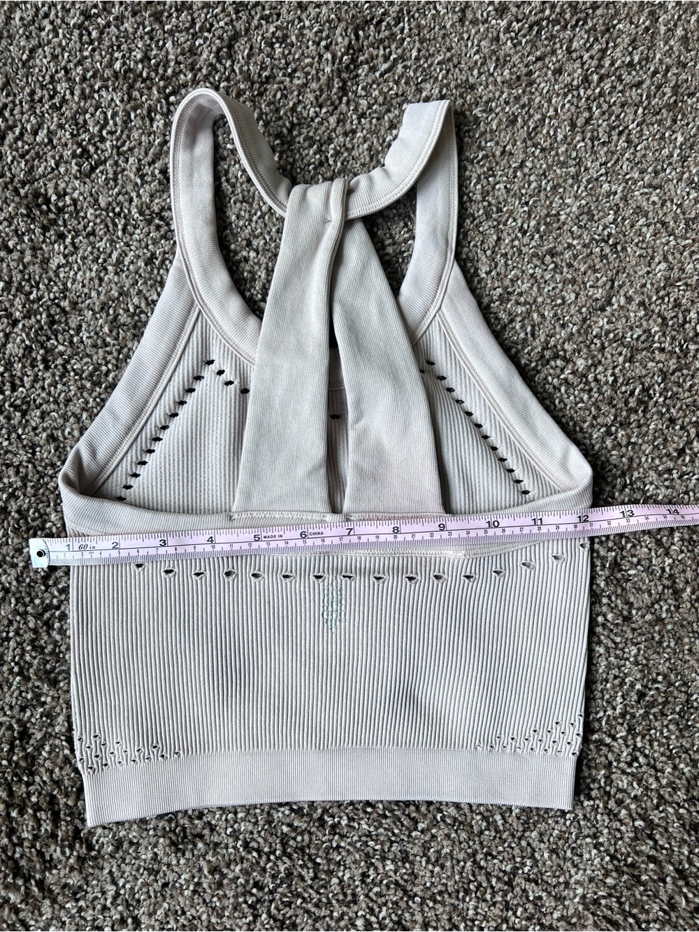 Free People light beige/cream ribbed racerback crop top